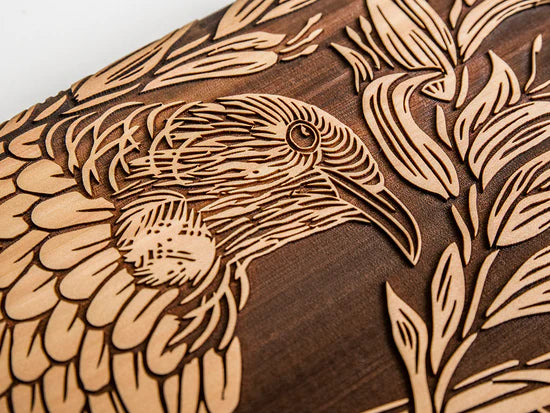 Two Tui in Harakeke Art Skateboard