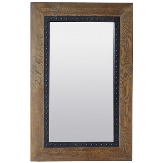 Oak mirror with iron frame
