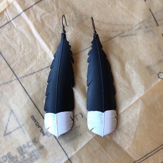 Up-cycled Huia feather earrings