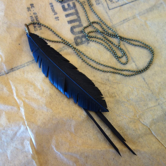 Up-cycled feather necklace