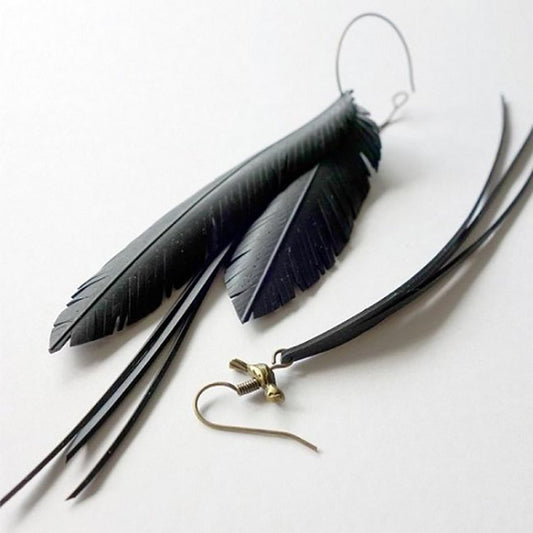 Up-cycled Mis-matched feather earrings