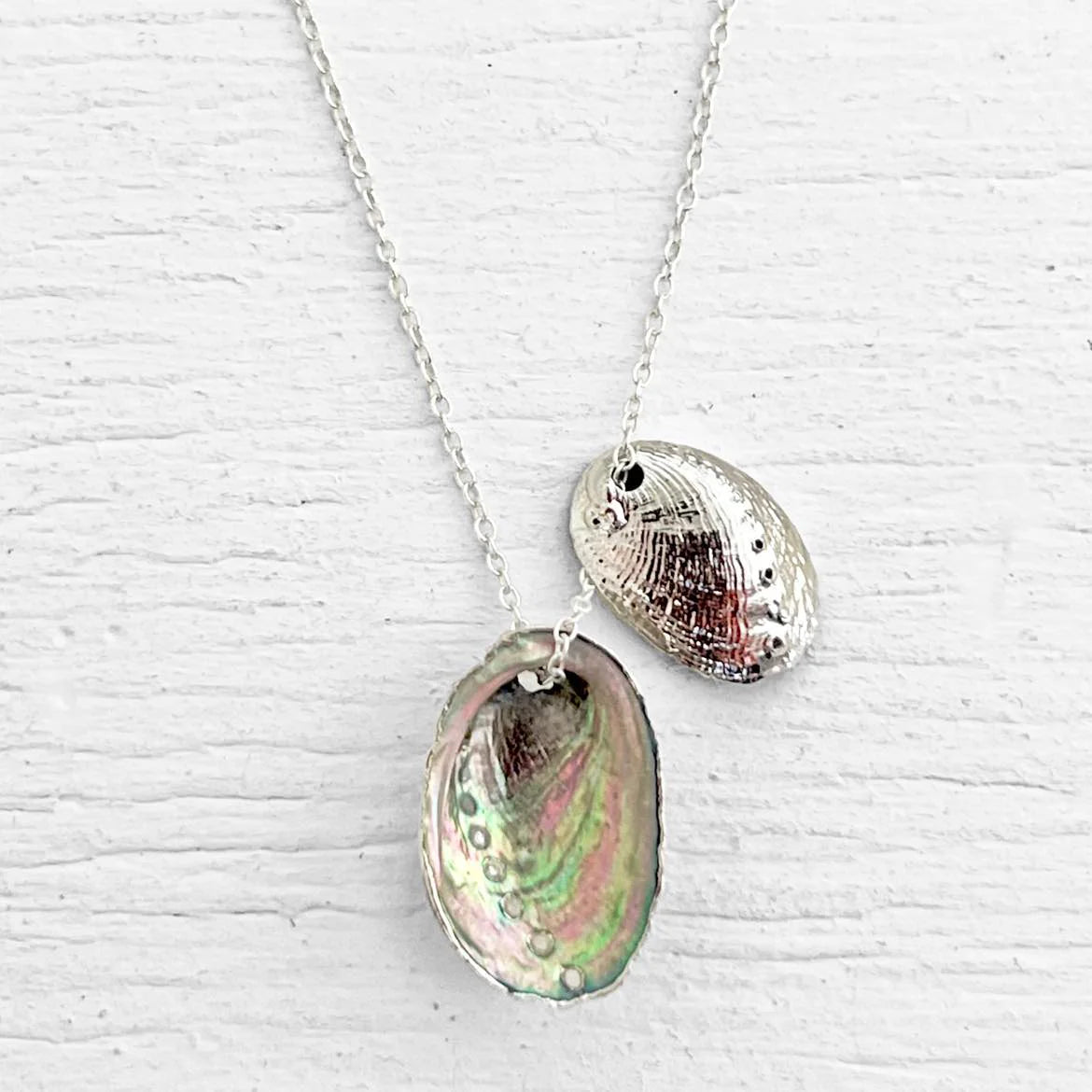 Pāua shell Mother & Child necklace