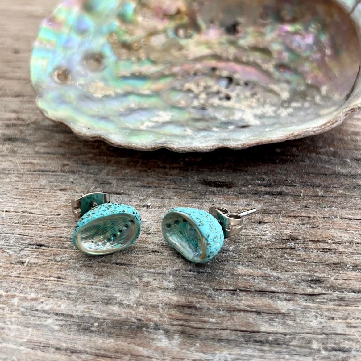 Pāua shell studs