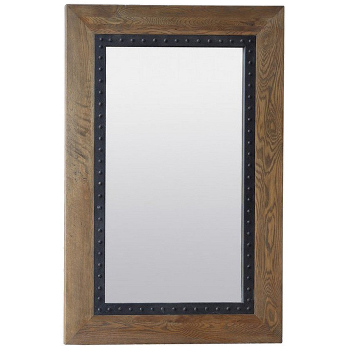 Oak mirror with iron frame