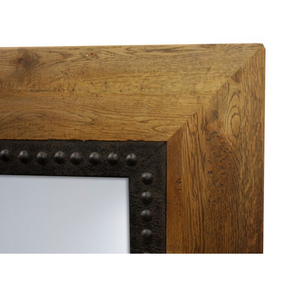 Oak mirror with iron frame