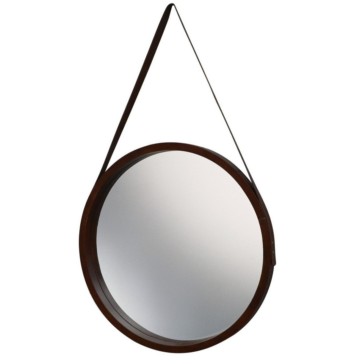 Leather round wall mirror